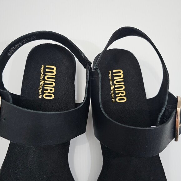 Munro Cleo Sandal Open Toe Buckle Black Leather Womens Size 9.5 - Picture 8 of 13